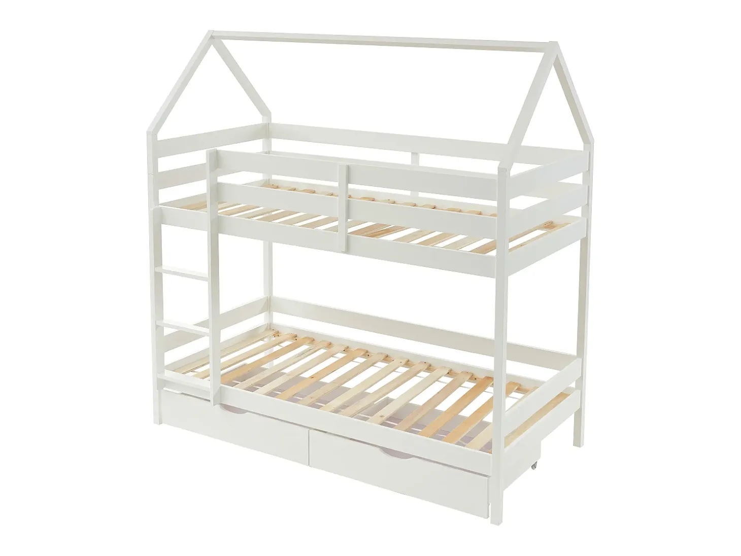 Beliche cabana com espaços de arrumação 2 x 90 x 190 cm em madeira de pinho branco - CHORI