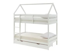 Beliche cabana com espaços de arrumação 2 x 90 x 190 cm em madeira de pinho branco - CHORI