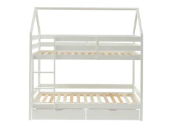 Beliche cabana com espaços de arrumação 2 x 90 x 190 cm em madeira de pinho branco - CHORI