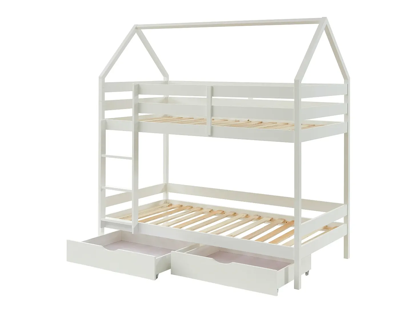 Beliche cabana com espaços de arrumação 2 x 90 x 190 cm em madeira de pinho branco - CHORI