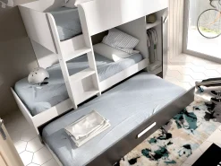 Beliche cama dupla 3x90x190 cm armário com espaços de arrumação antracite e branco ANTHONY