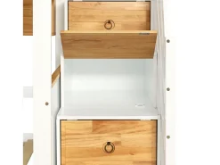 Beliche com escada de arrumação - 90x200cm - 4 cacifos na escada e 2 gavetas debaixo da cama - com base de ripas - Branco
