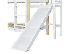 Beliche com escorrega e escada - estrutura em madeira maciça - 90x200 cm - Branco