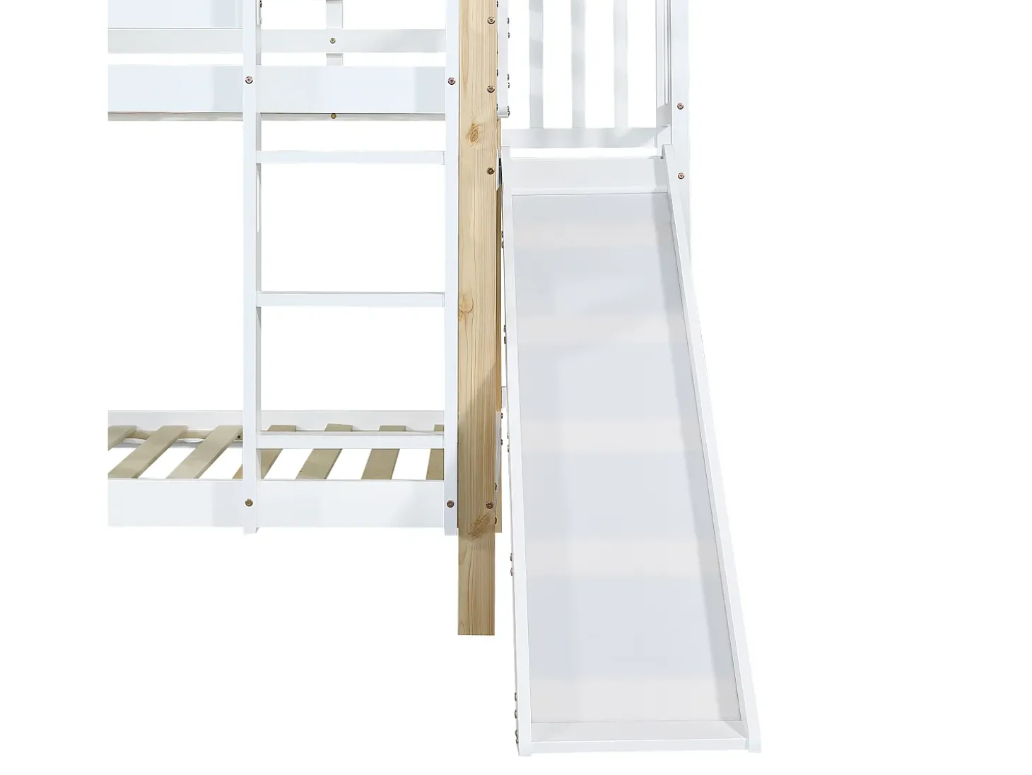 Beliche com escorrega e escada - estrutura em madeira maciça - 90x200 cm - Branco