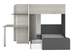 Beliche de canto 2 x 90 x 190 cm com secretária cor cinza, branco e preto - SAMUEL