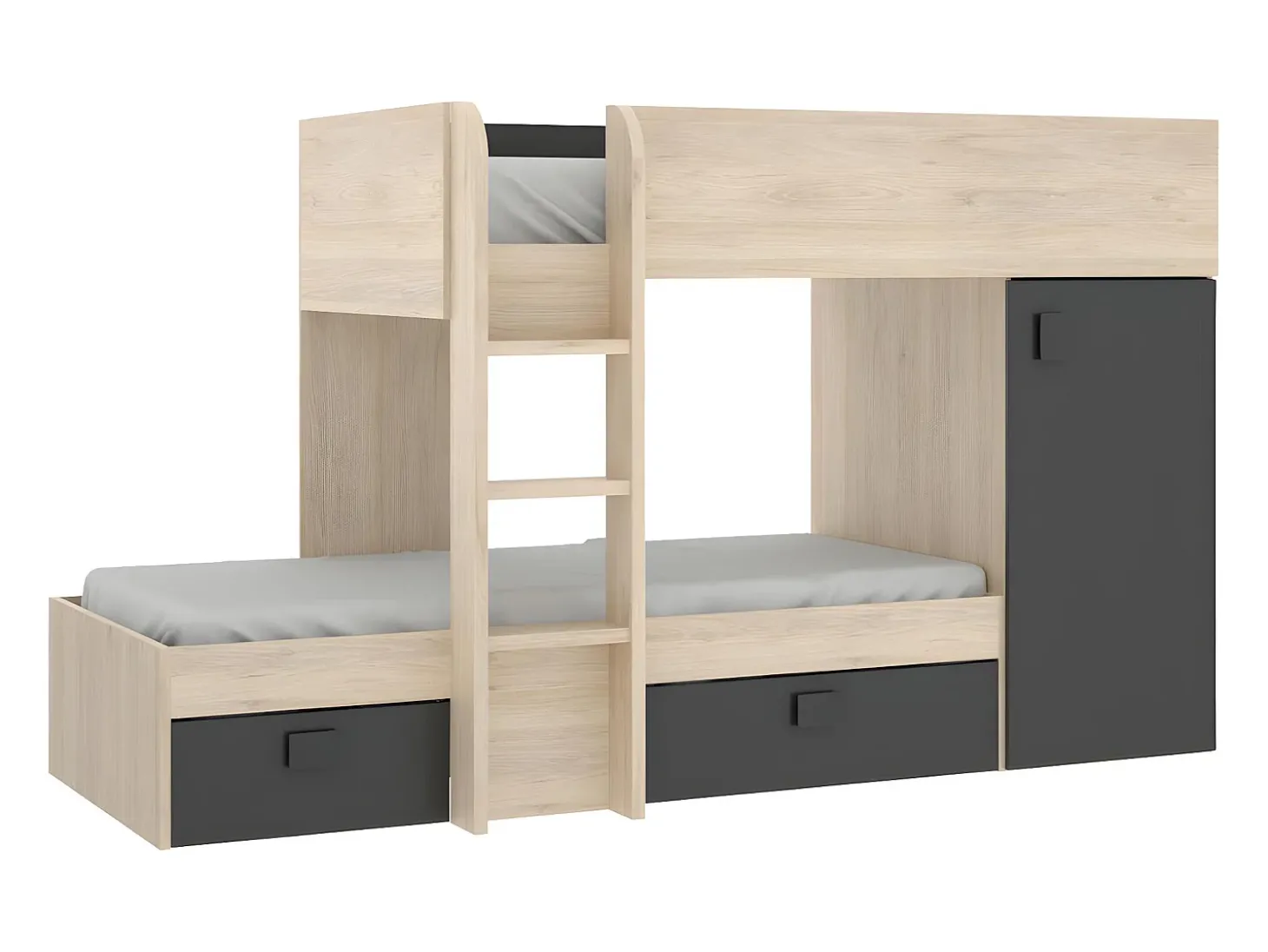 Beliche de canto modular 2x90x190 cm. Cor carvalho e antracite. RICARDO