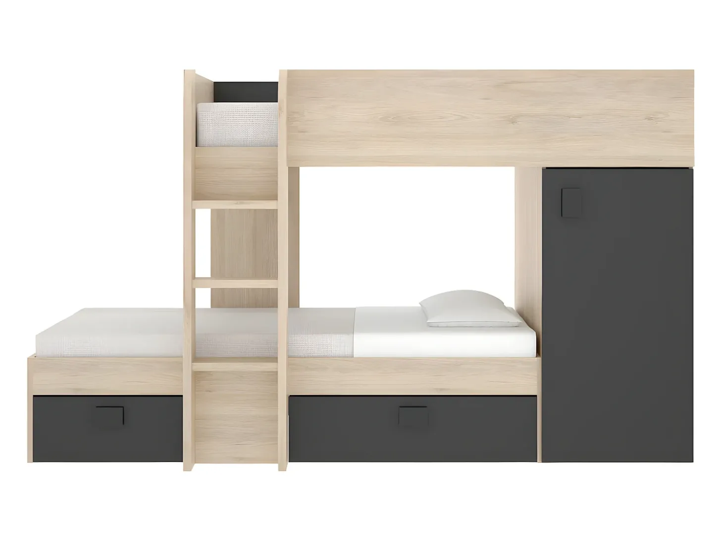 Beliche de canto modular 2x90x190 cm. Cor carvalho e antracite. RICARDO