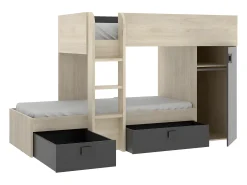 Beliche de canto modular 2x90x190 cm. Cor carvalho e antracite. RICARDO