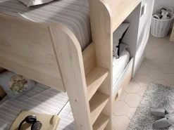 Beliche de canto modular com espaços de arrumação e colchão 2x90x190 cm Carvalho e branco. RICARDO