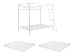 Beliche de metal branco com 2 camas de 140 x 190 cm + colchão - GEMINI