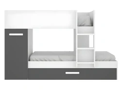 Beliche e armário 3 x 90 x 190 cm antracite e branco com colchões. ANTHONY