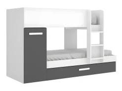Beliche e armário 3 x 90 x 190 cm antracite e branco com colchões. ANTHONY
