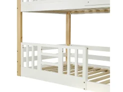 Beliche em madeira de pinho e MDF - com escada de arrumação - 90x200 cm - Branco e Natural