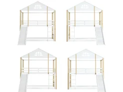 Beliche em madeira maciça com escada e escorrega - 90x200 cm - Branco