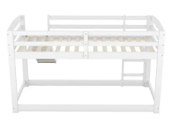 Beliche em pinho com barreiras anti-queda + escada + escorrega - 90x200cm - Branco
