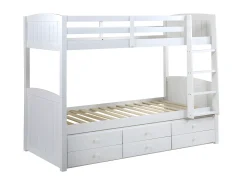 Beliche evolutivo 2 x 90 x 190 cm 6 gavetas pinho maciço branco com colchão ANCHISE