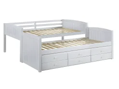 Beliche evolutivo 2 x 90 x 190 cm 6 gavetas pinho maciço branco com colchão ANCHISE