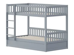 Beliche Infantil - 2 x 90 x 200 cm - com Arrumação Hidráulica - Resistente e Durável - Pinho + Contraplacado + MDF - Cinza
