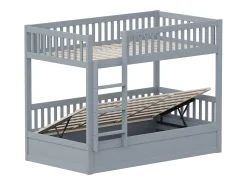 Beliche Infantil - 2 x 90 x 200 cm - com Arrumação Hidráulica - Resistente e Durável - Pinho + Contraplacado + MDF - Cinza