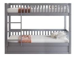 Beliche Infantil - 2 x 90 x 200 cm - com Arrumação Hidráulica - Resistente e Durável - Pinho + Contraplacado + MDF - Cinza
