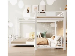 Beliche infantil em metal em formato de L - 90 x 200 cm + 140 x 200 cm - metal - branco