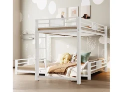 Beliche infantil em metal em formato de L - 90 x 200 cm + 140 x 200 cm - metal - branco