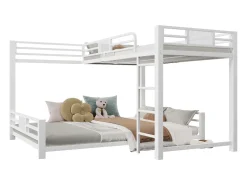 Beliche infantil em metal em formato de L - 90 x 200 cm + 140 x 200 cm - metal - branco