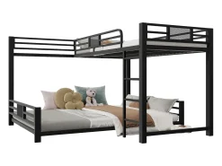 Beliche infantil em metal em formato de L - 90 x 200 cm + 140 x 200 cm - metal - preto
