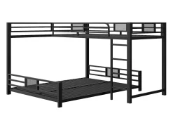 Beliche infantil em metal em formato de L - 90 x 200 cm + 140 x 200 cm - metal - preto