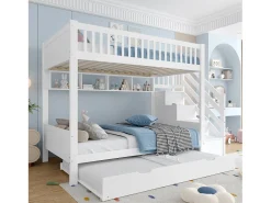 Beliche infantil 90x200 cm - com cama articulada - com prateleiras + guarda-roupa - com compartimentos de arrumação - branco
