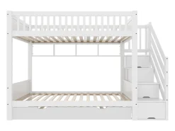 Beliche infantil 90x200 cm - com cama articulada - com prateleiras + guarda-roupa - com compartimentos de arrumação - branco