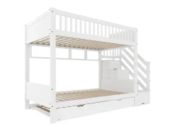 Beliche infantil 90x200 cm - com cama articulada - com prateleiras + guarda-roupa - com compartimentos de arrumação - branco