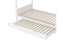 Beliche infantil 90x200 cm - com cama articulada - com prateleiras + guarda-roupa - com compartimentos de arrumação - branco