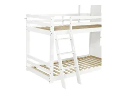 Beliche infantil 90x200cm - Com 1 porta e quadro negro - Com escada - Madeira maciça + MDF + PB + Compensado - Branco (sem colchão)