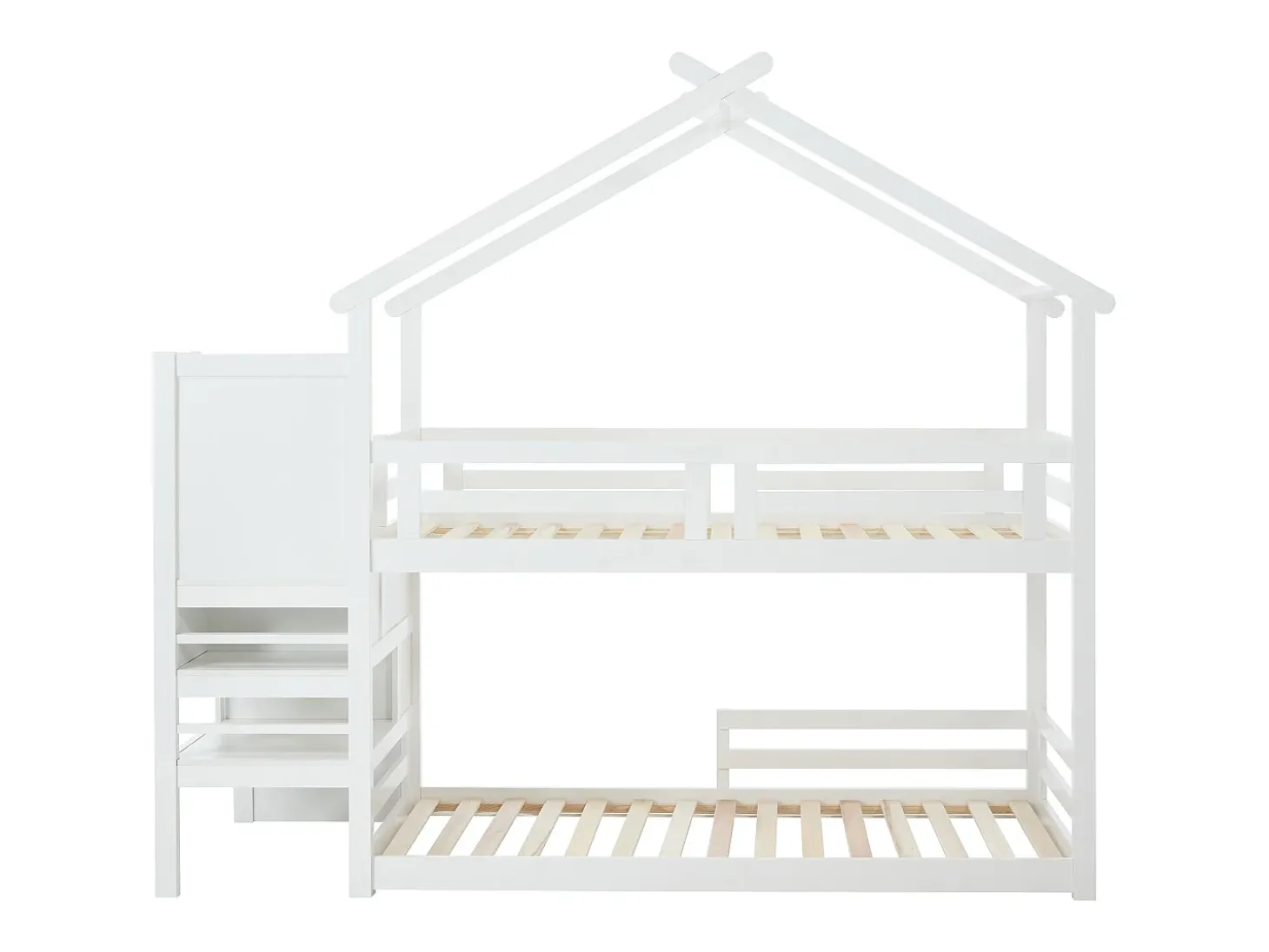 Beliche tipo cabana 90 x 190 cm em pinho e MDF cor branca + colchão - TALETY