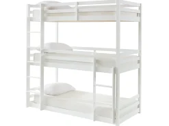 Beliche triplo 3 x 90 x 200 cm madeira de pinho branco com colchão - VAGAR