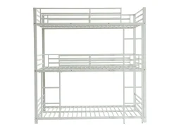 Beliche triplo 3 x 90 x 190 cm em metal branco + colchão - ELOUAN III