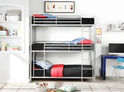 Beliche triplo 3 x 90 x 190 cm em metal prateado - ELOUAN III