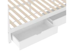 Beliche 90x200 + 140x200 cm - com 2 gavetas - escada com armazenamento e barras de segurança - Branco (colchão não incluído)