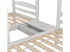 Beliche 90x200 cm - 3 lugares - escada com armazenamento - com 4 gavetas - com grade de proteção - branco