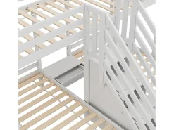Beliche 90x200 cm - 3 lugares - escada com armazenamento - com 4 gavetas - com grade de proteção - branco