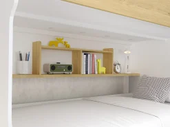 Beliche 90x190 cm com espaço de arrumação branco e natural - YALOVA