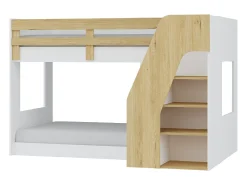 Beliche 90x190 cm com espaço de arrumação branco e natural - NAROJAS