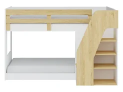 Beliche 90x190 cm com espaço de arrumação branco e natural - NAROJAS