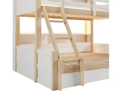 Beliche 90x200cm + 140x200cm - com escada e grade de segurança - 1 gaveta - iluminação LED - natural (colchão não incluído)