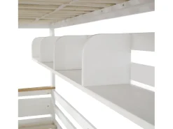 Beliche 90x200cm e 140x200cm - com escada, prateleiras e 2 gavetas - madeira de pinho e MDF - Branco