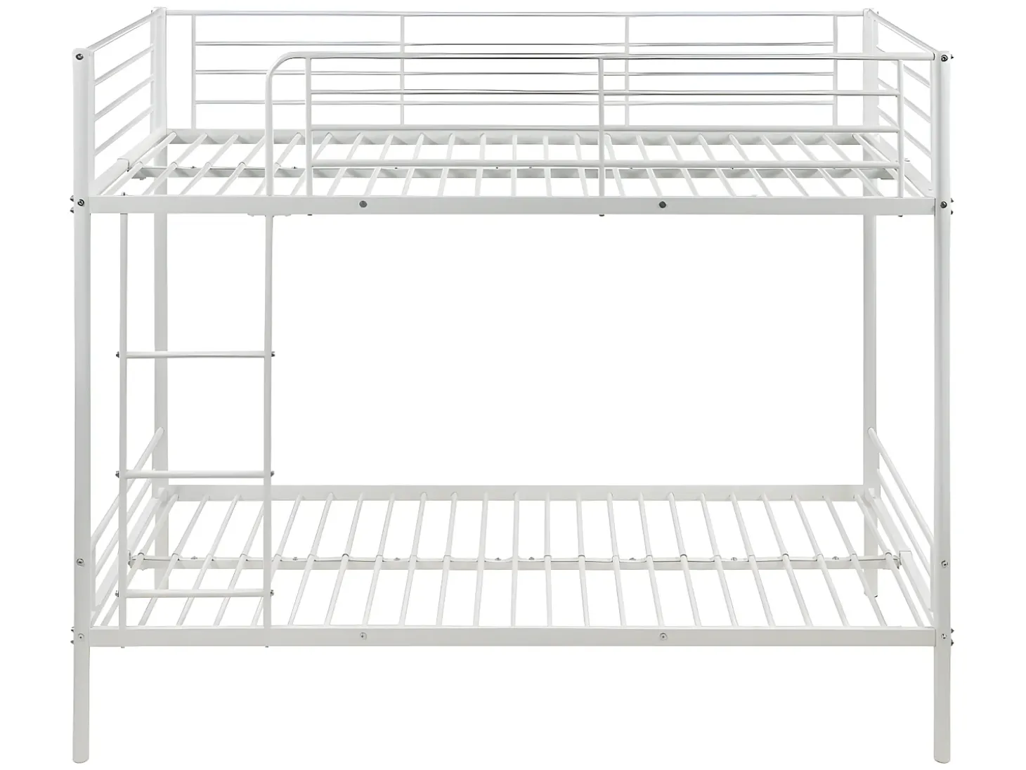 Beliche 2x90x190 cm em metal branco com estrados e colchões - DOUTIS II