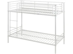 Beliche 2x90x190 cm em metal branco com estrados e colchões - DOUTIS II