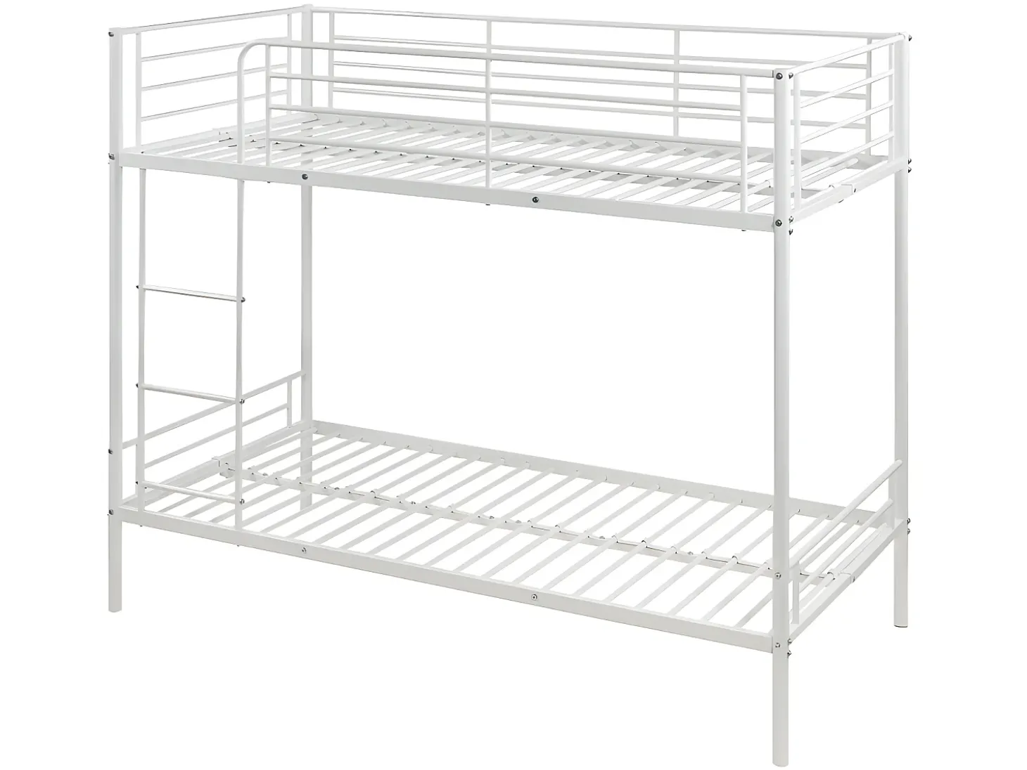 Beliche 2x90x190 cm em metal branco com estrados e colchões - DOUTIS II