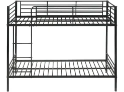 Beliche 2x90x190 cm em metal preto com estrados e colchões - DOUTIS II